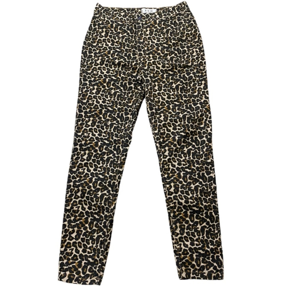 Free People Leopard Print Cropped Skinny Pants Sz 29 High Rise Cotton Blend - Picture 2 of 10